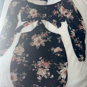 Black floral  bodycon dress